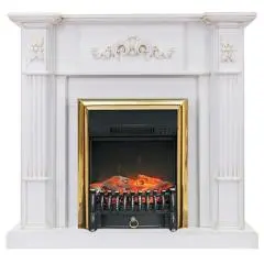 Электрический камин Royal Flame Martin белый дуб с золотой патиной + Fobos FX M Brass