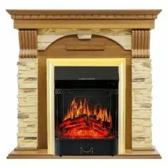 Электрокамин Royal Flame Dublin (дуб) арочный сланец с очагом Majestic FX Brass