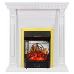 Электрокамин Royal Flame Orlean (белый) с очагом Majestic FX M Brass