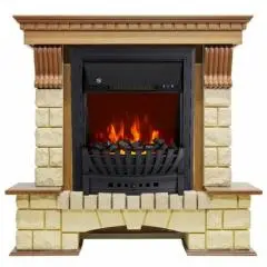 Электрокамин Royal Flame Pierre Luxe с очагом Aspen Black камень шампань/дуб