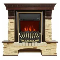 Электрокамин Royal Flame Pierre luxe (темный дуб) сланец с очагом Aspen Gold
