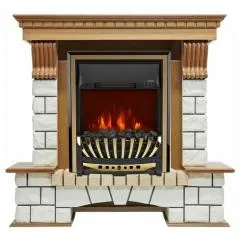 Электрокамин Royal Flame Pierre luxe угловой (дуб) белый камень с очагом Aspen Gold