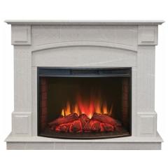 Электрокамин Real Flame Carolina Marble WT (мрамор бежевый) с очагом Evrika 25 5 LED