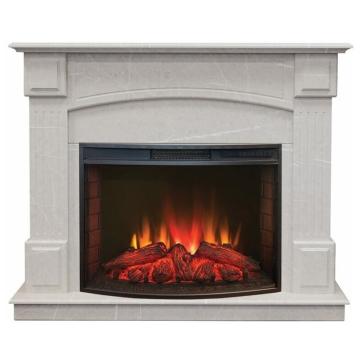 Электрокамин Real Flame Carolina Marble WT (мрамор бежевый) с очагом Evrika 25 5 LED 