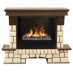 Электрокамин RealFlame Stone New с очагом 3D Cassette 630 камень белый/темный дуб