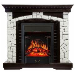 Электрокамин Royal Flame Glasgow (венге) белый камень с очагом Majestic FX Black