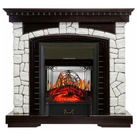 Электрокамин Royal Flame Glasgow (венге) белый камень с очагом Majestic FX M Black 